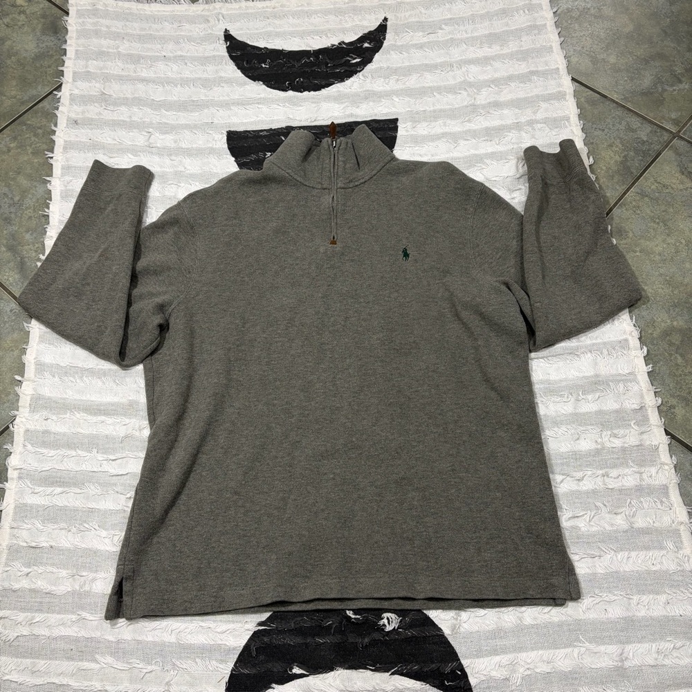 Polo Ralph Lauren Long Sleeve Quarter Zip Pullover Sweater Men's XL Gray Preppy